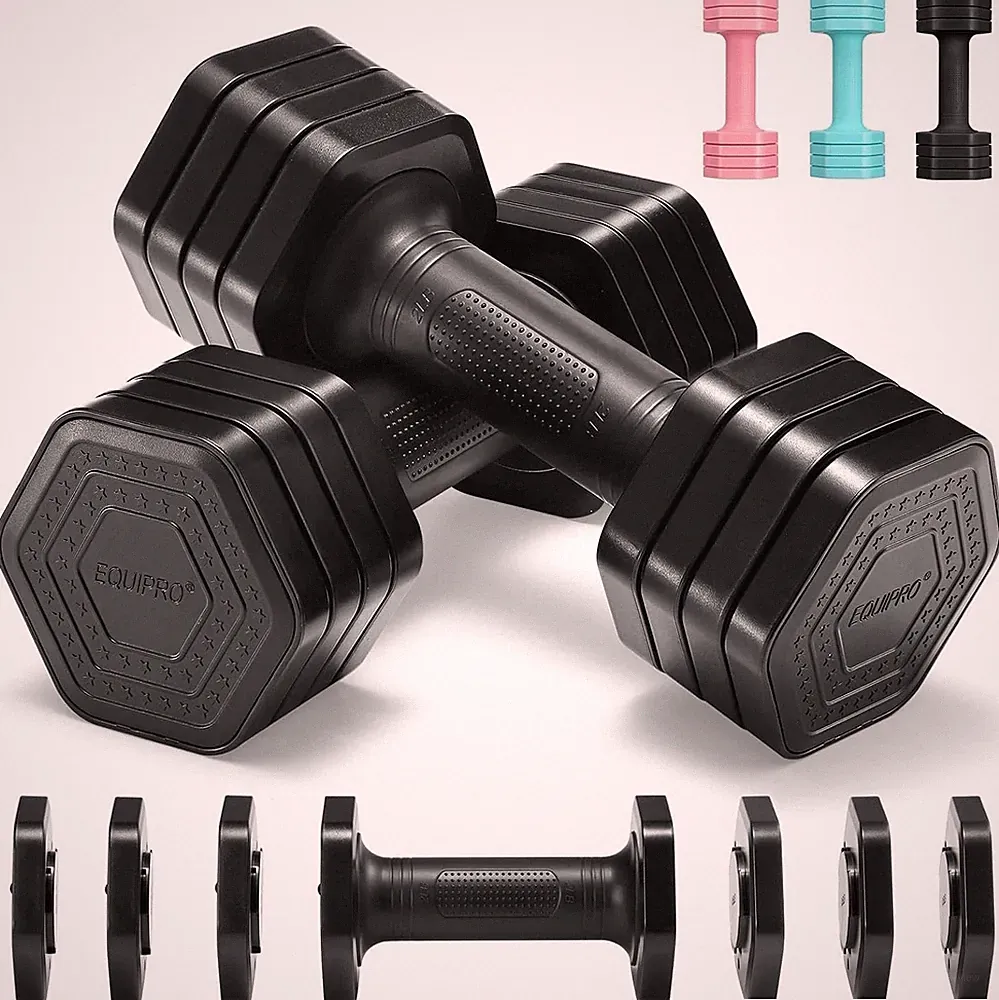 Adjustable Dumbbell Set 4 in 1 Free Weights 2lb 3lb 4lb 5lb Pair Women