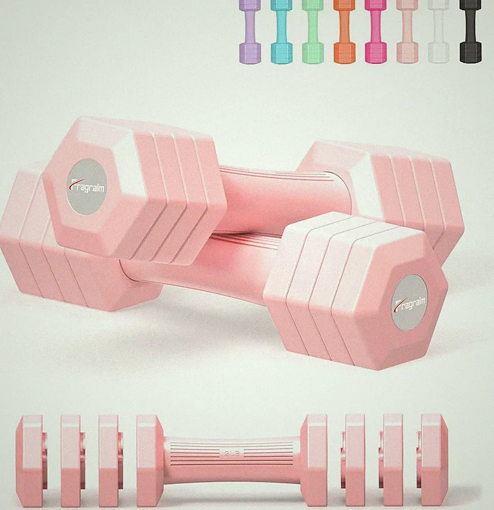 Adjustable Dumbbell Set 4 in 1 Hand Weights 10/12LB Pair Home Gym Exercise