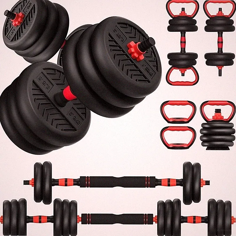 Adjustable Dumbbell Set 4 in 1 Kettlebell Barbell Push Up Home Fitness New