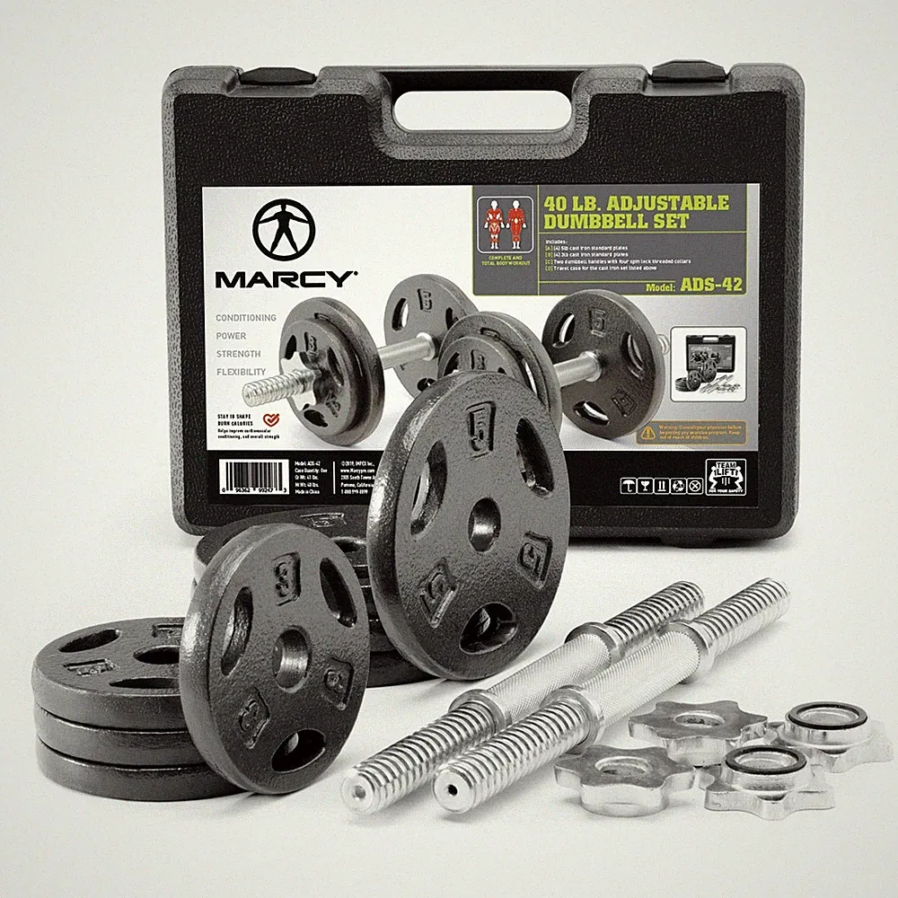 Adjustable Dumbbell Set (4 x 5-lb plates, 3-lb plates, spin lock collars, 2 x...