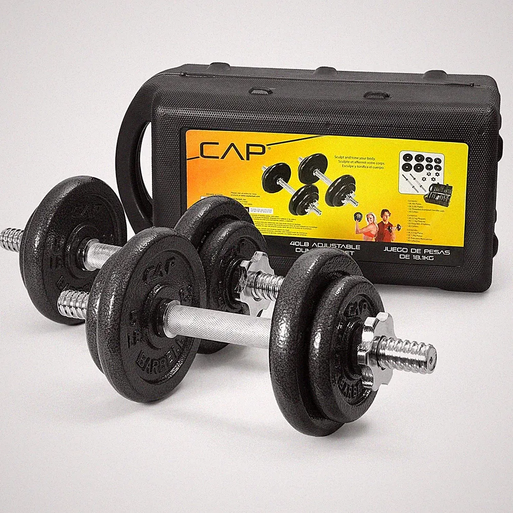 Adjustable Dumbbell Set 40 lb Two Handles w Case Black RSWB-40TPB Barbell
