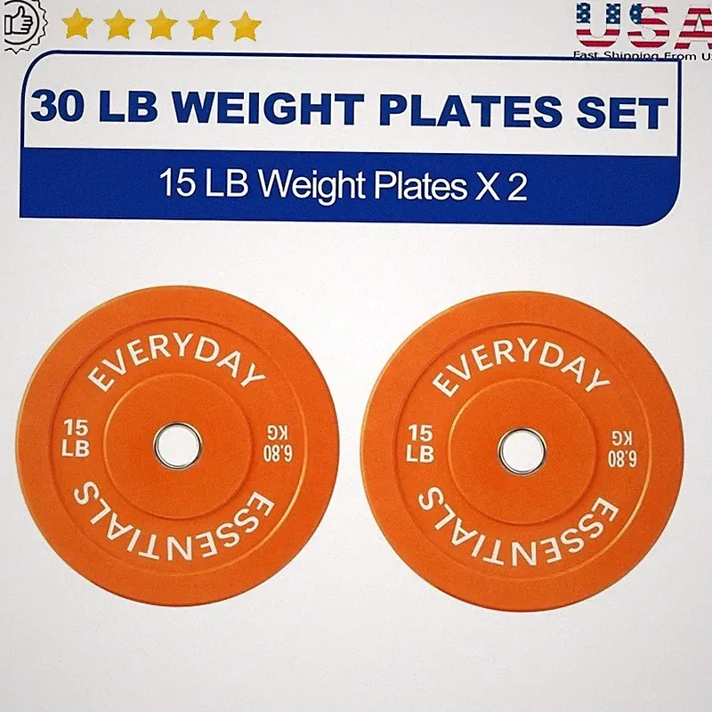Adjustable Dumbbell Set 40 lbs Vinyl Weights W/ Collars Olympic Bumper Plates US