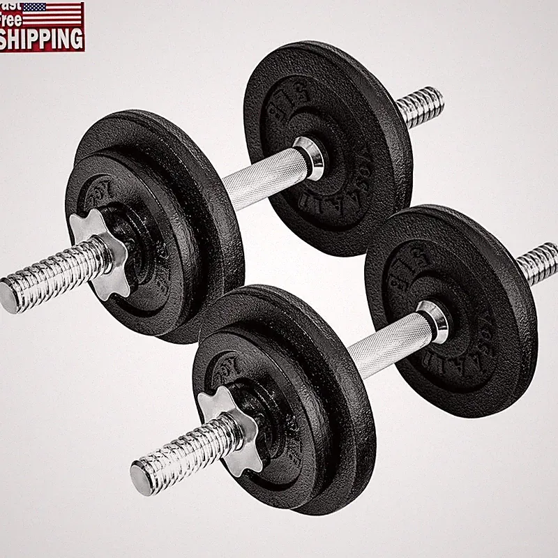 Adjustable Dumbbell Set 40lb Cast Iron Non-Slip Grip Full Body Workout New