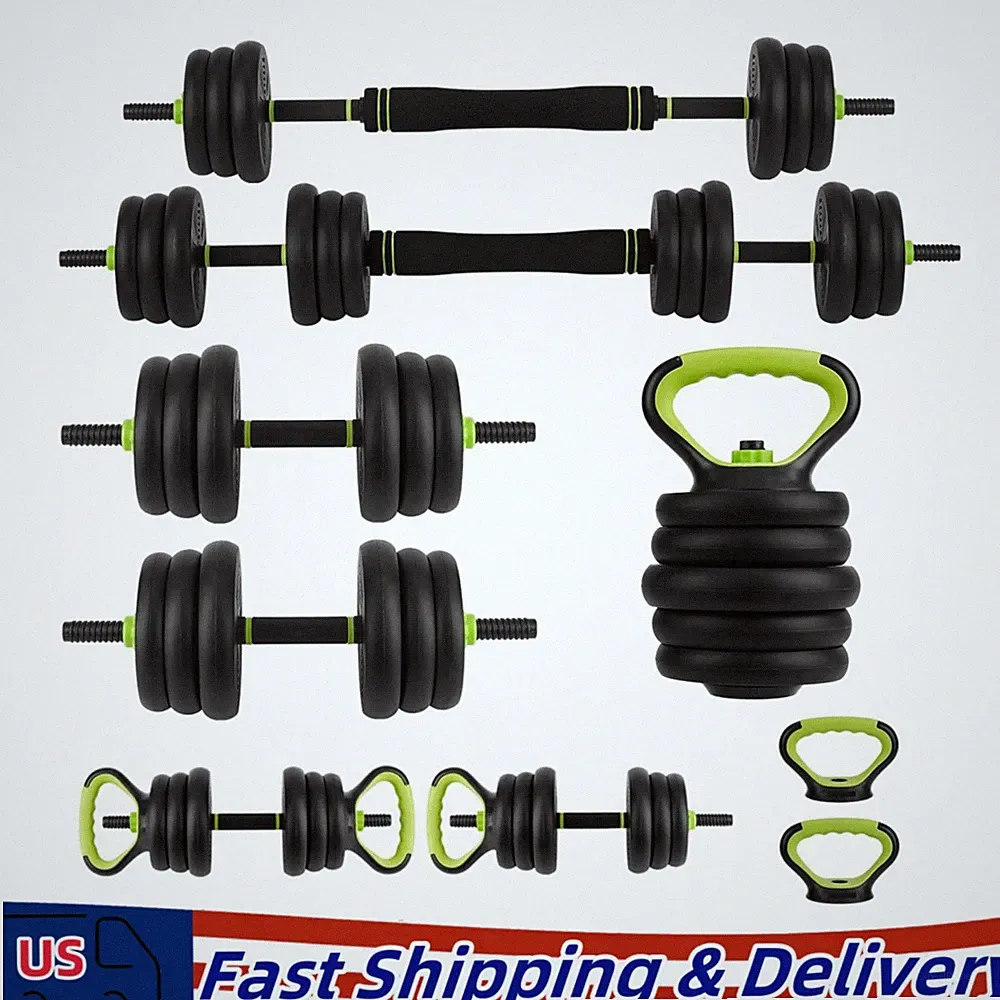 Adjustable Dumbbell Set 44lb 4-in-1 w/ Connector, Barbell Kettlebell Push-Up