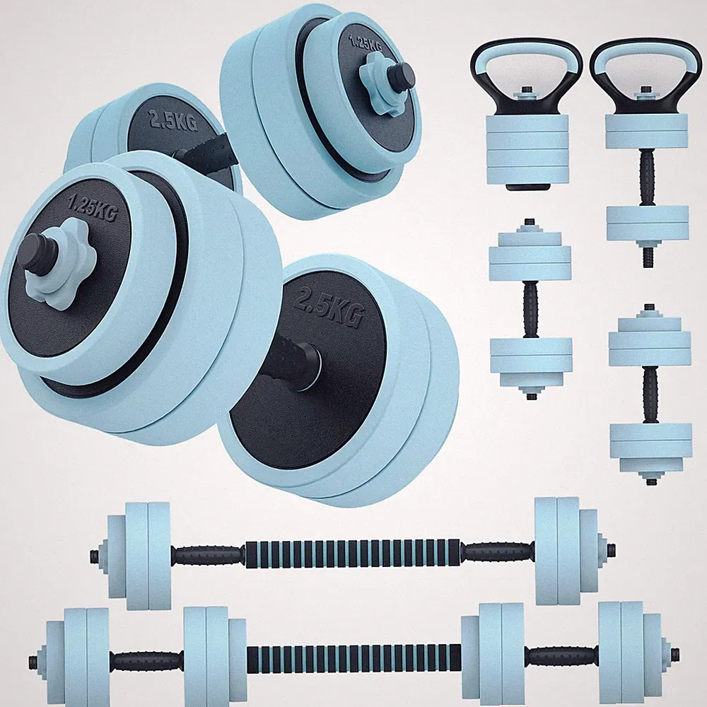 Adjustable Dumbbell Set 45lb 5-in-1 Kettlebell Barbell Push up Stand PASYOU
