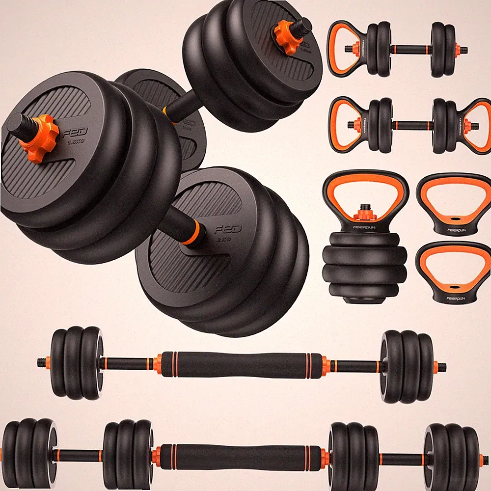 Adjustable Dumbbell Set 45LB w/ Connector Barbell Kettlebell Push Up Stand Home
