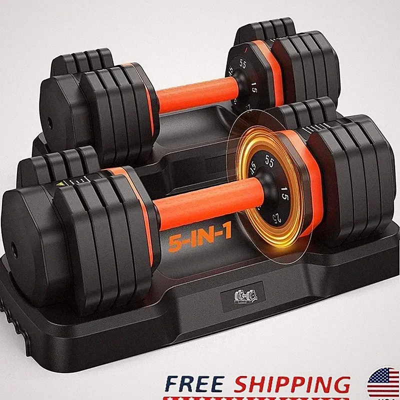 Adjustable Dumbbell Set 5-in-1 Quick-Change Pair Space Saving Strength Training