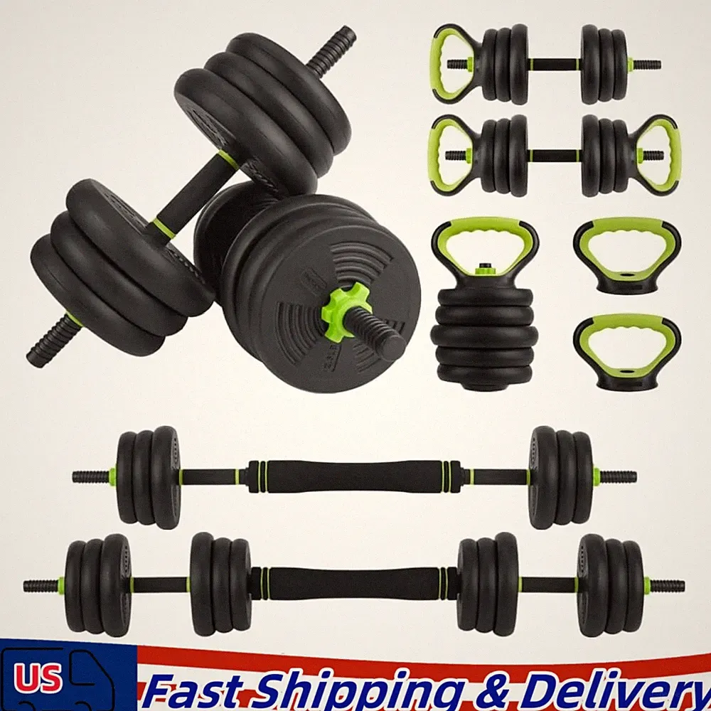Adjustable Dumbbell Set, Adjustable Weights 44 LBS Weight Set Green Black