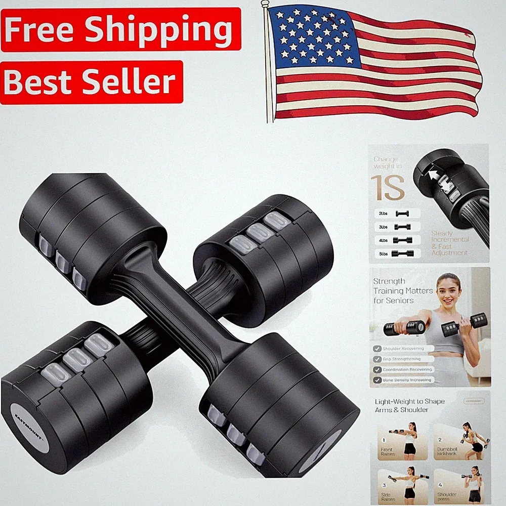 Adjustable Dumbbell Set for Women - 2 to 5lbs Weights, 10lbs Total Comfort