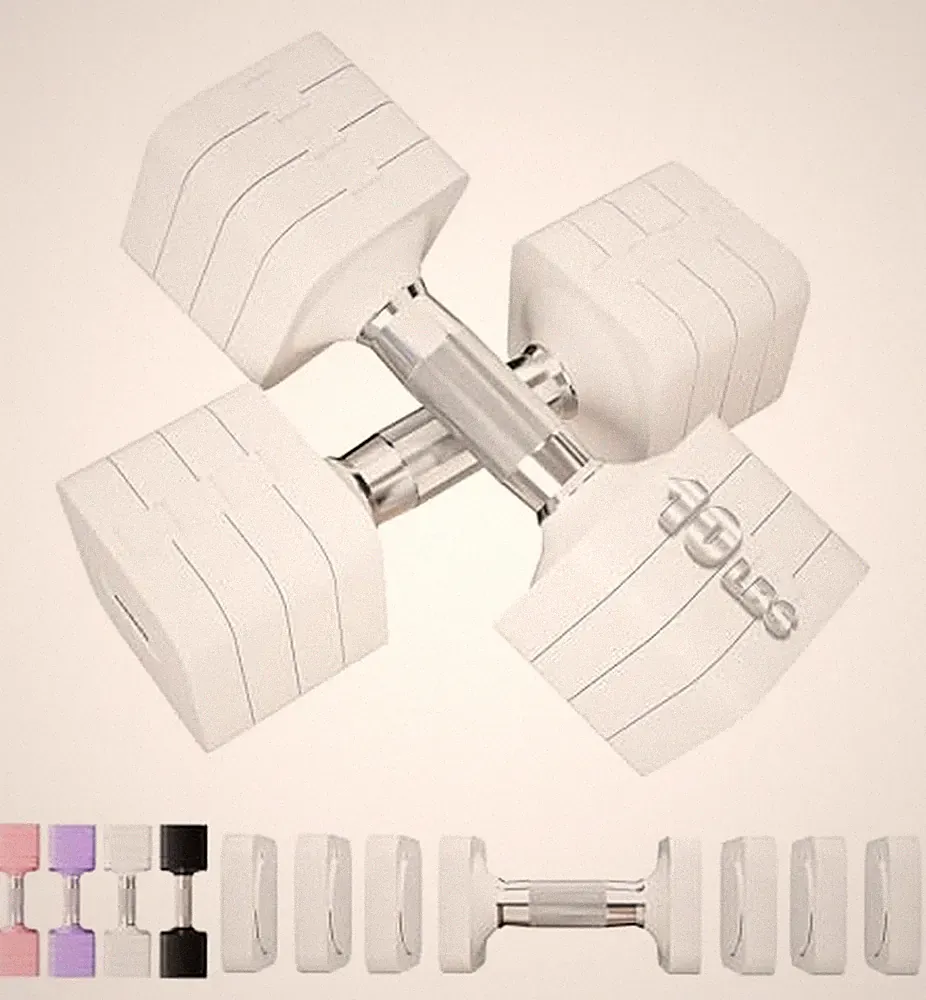 Adjustable Dumbbell Set for Women Men 7.5LB/10LB/15LB/20LB/25LB Each White