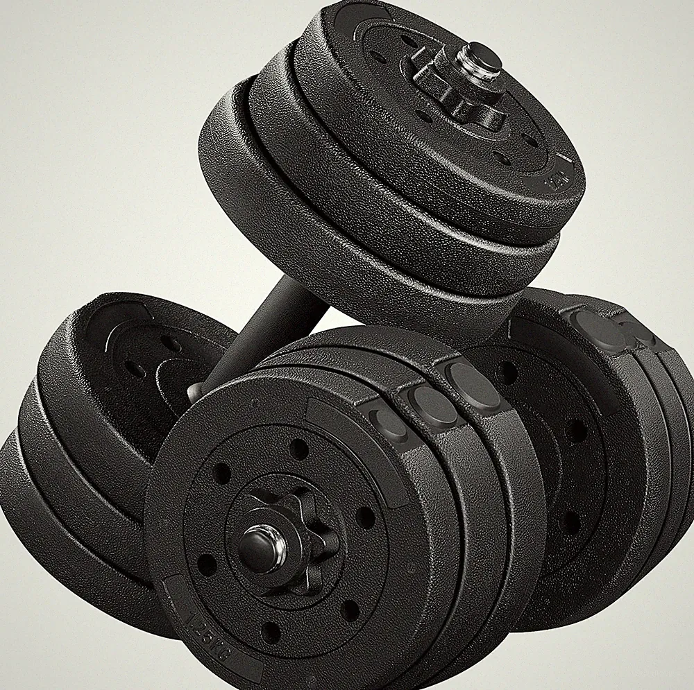 Adjustable Dumbbell Set Free Weights with Spinlock Collars, Black