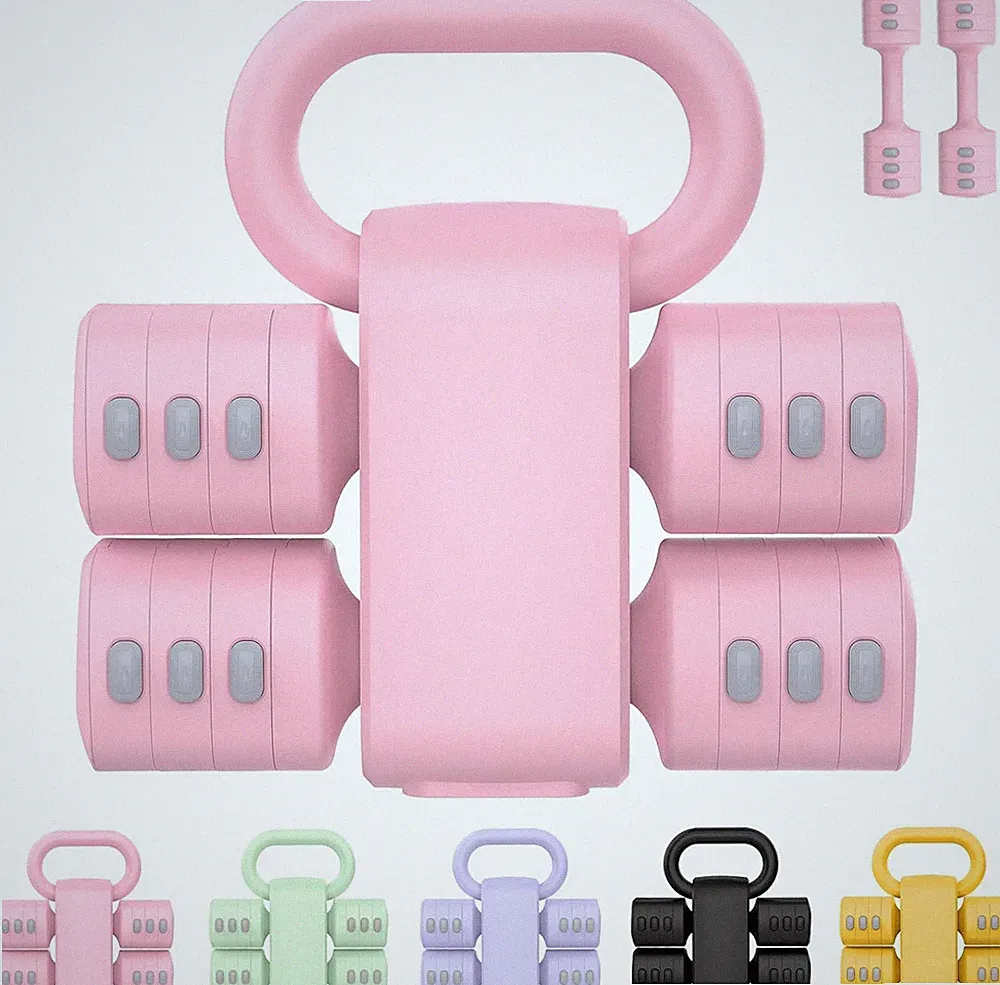 Adjustable Dumbbell Set Hand Weight Dumbbells W/ Kettlebell Shell
