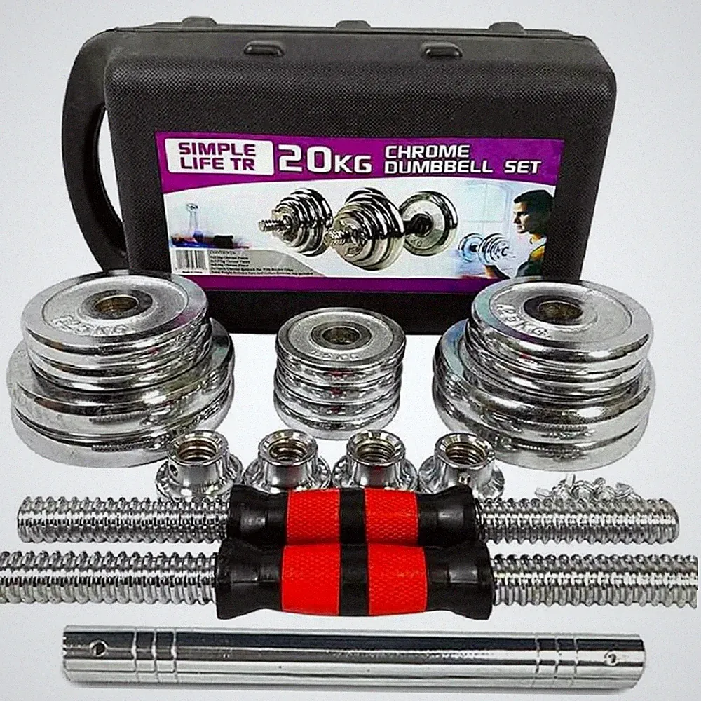 Adjustable Dumbbell Set Home Gym Cast Iron Barbell Sets with Carry Box 44lbs