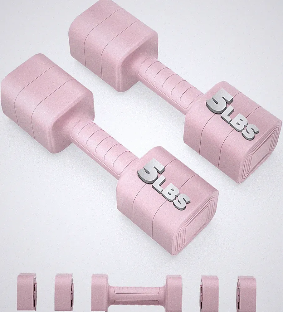 Adjustable Dumbbell Set of 2, 2.2-10LB Adjustable Weight Set, Anti-Slip Handle