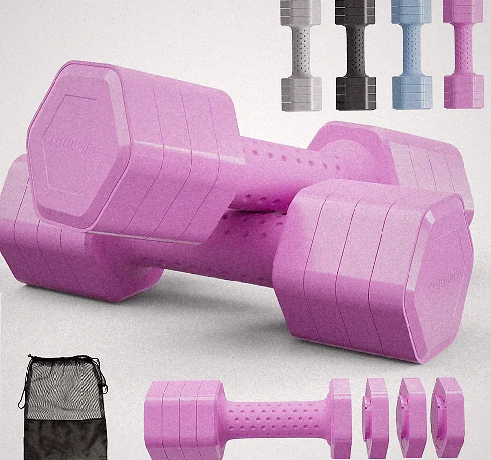 Adjustable Dumbbell Set of 2, 4-In-1 Free Weights, 5 Lb Hand Weights for Home Gy
