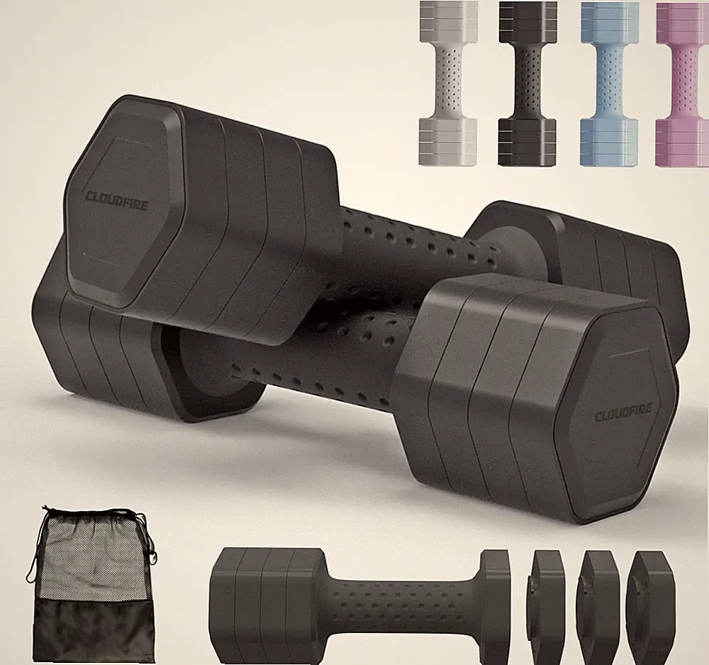 Adjustable Dumbbell Set of 2 4 in 1 Free Weights Dumbbells Set Hand Weights