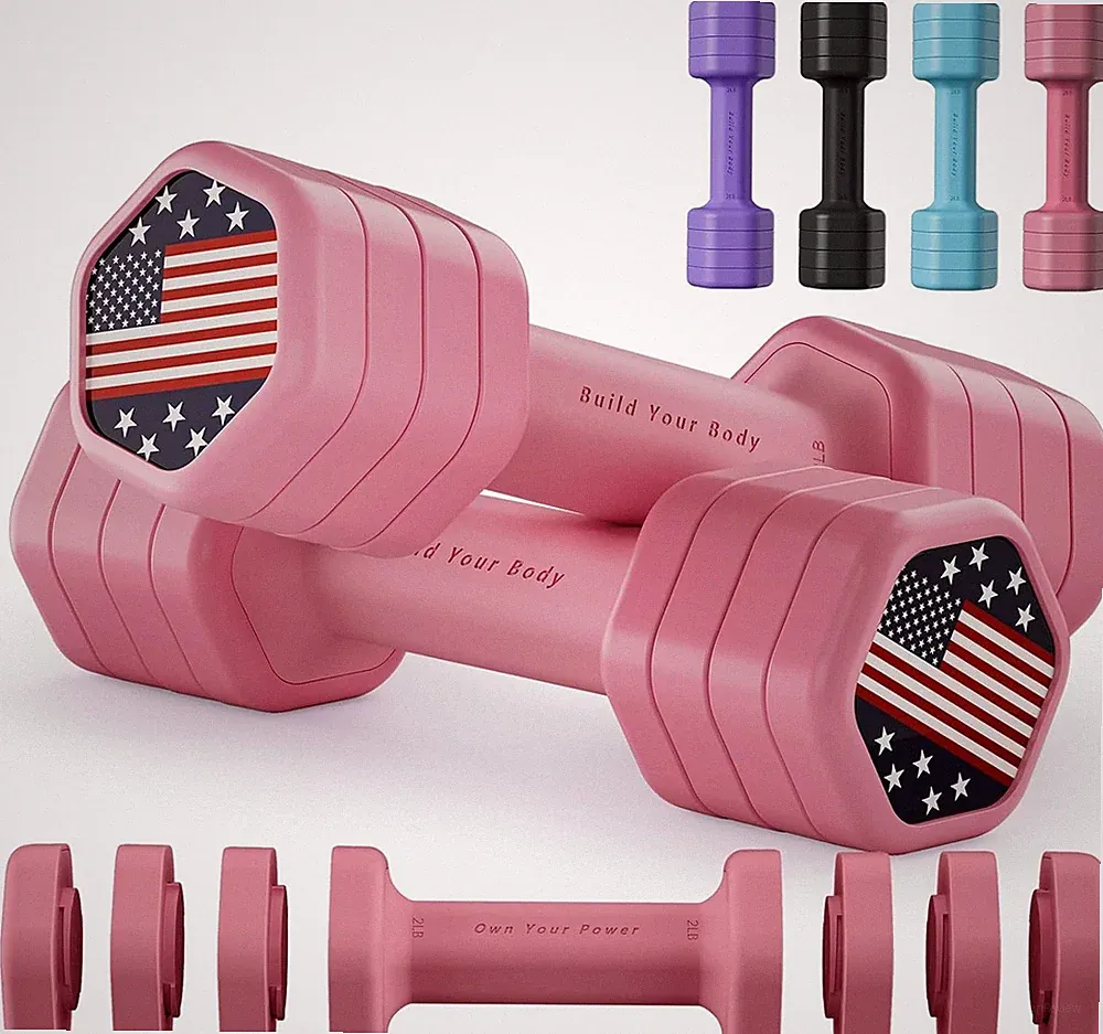 Adjustable Dumbbell Set of 2 4 in 1 Hand Weights for Women at Home 5 lb