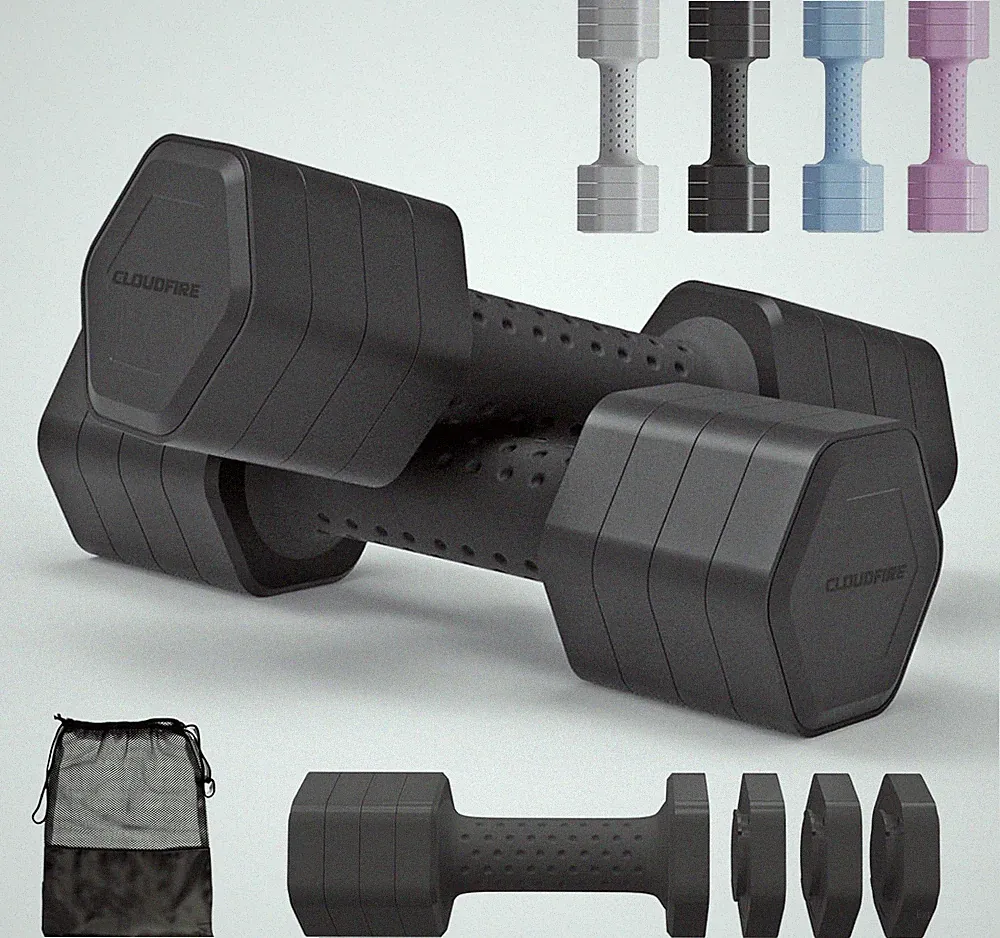 Adjustable Dumbbell Set of 2, 4 in 1 Weights with Non-slip Handles for Home Gym