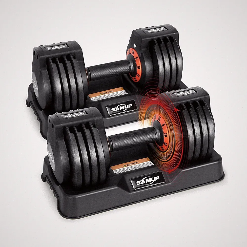 Adjustable Dumbbell Set of 2 50lbs/100lbs w/ Storage Box Anti-Slip