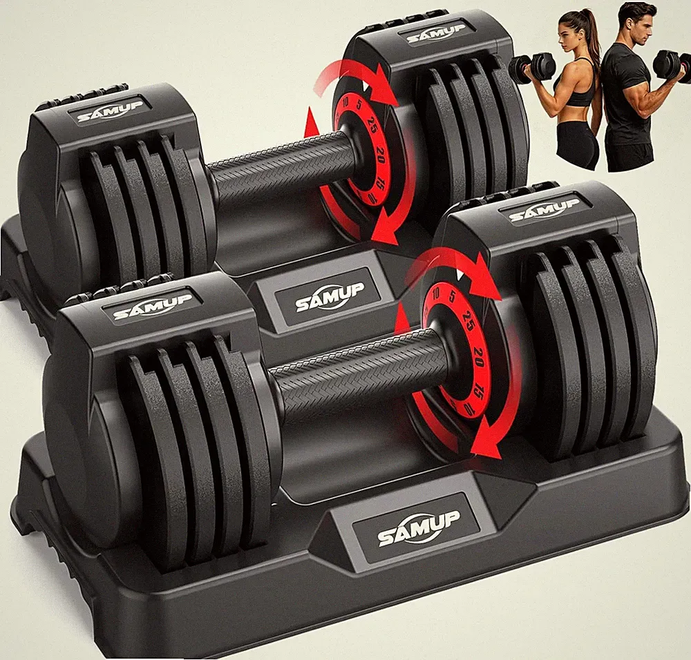 Adjustable Dumbbell Set of 2, 50LBS Weights Dumbbell Set with Storage Box