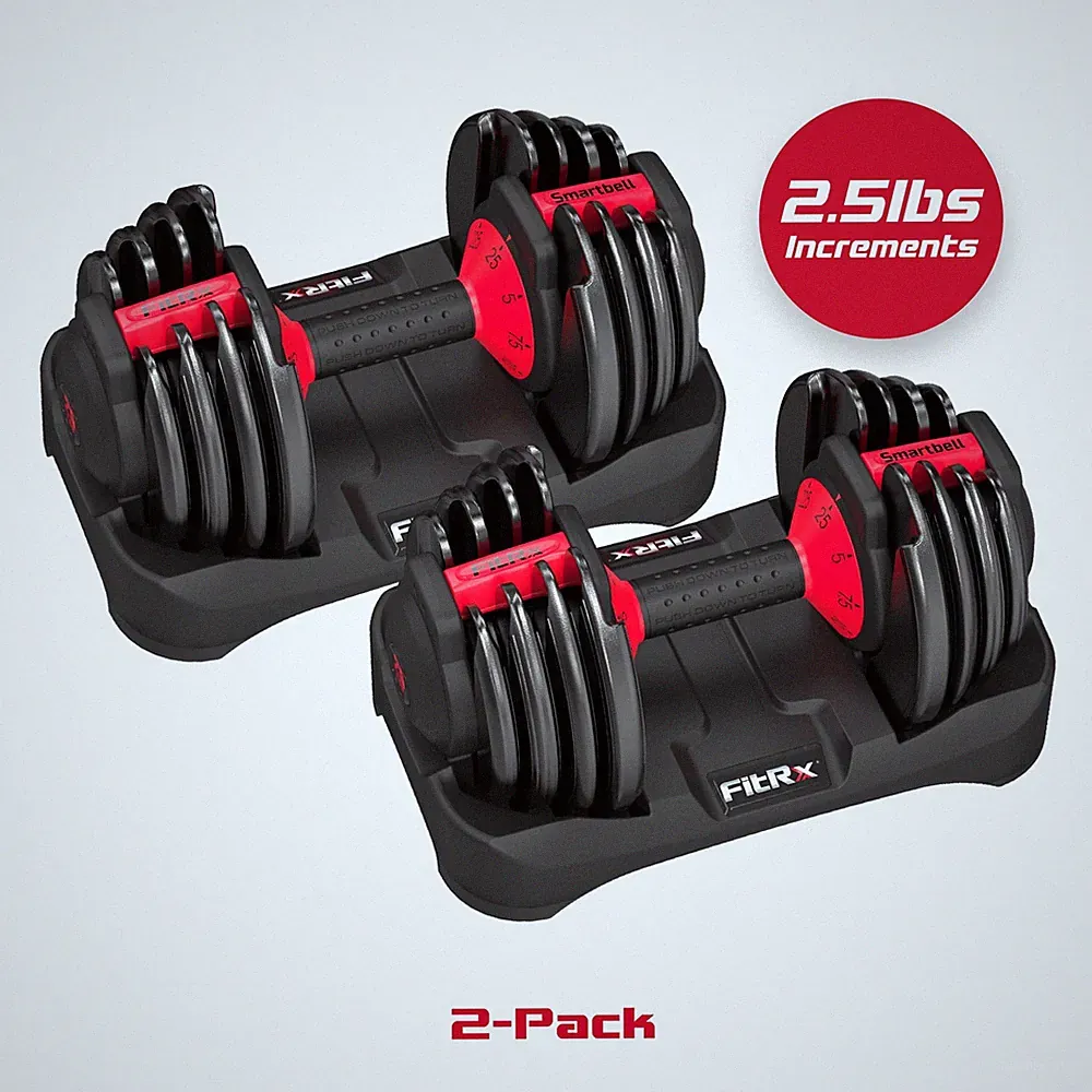 Adjustable Dumbbell Set of 2 Smartbell 25lb Home Gym Weight Training Fitness
