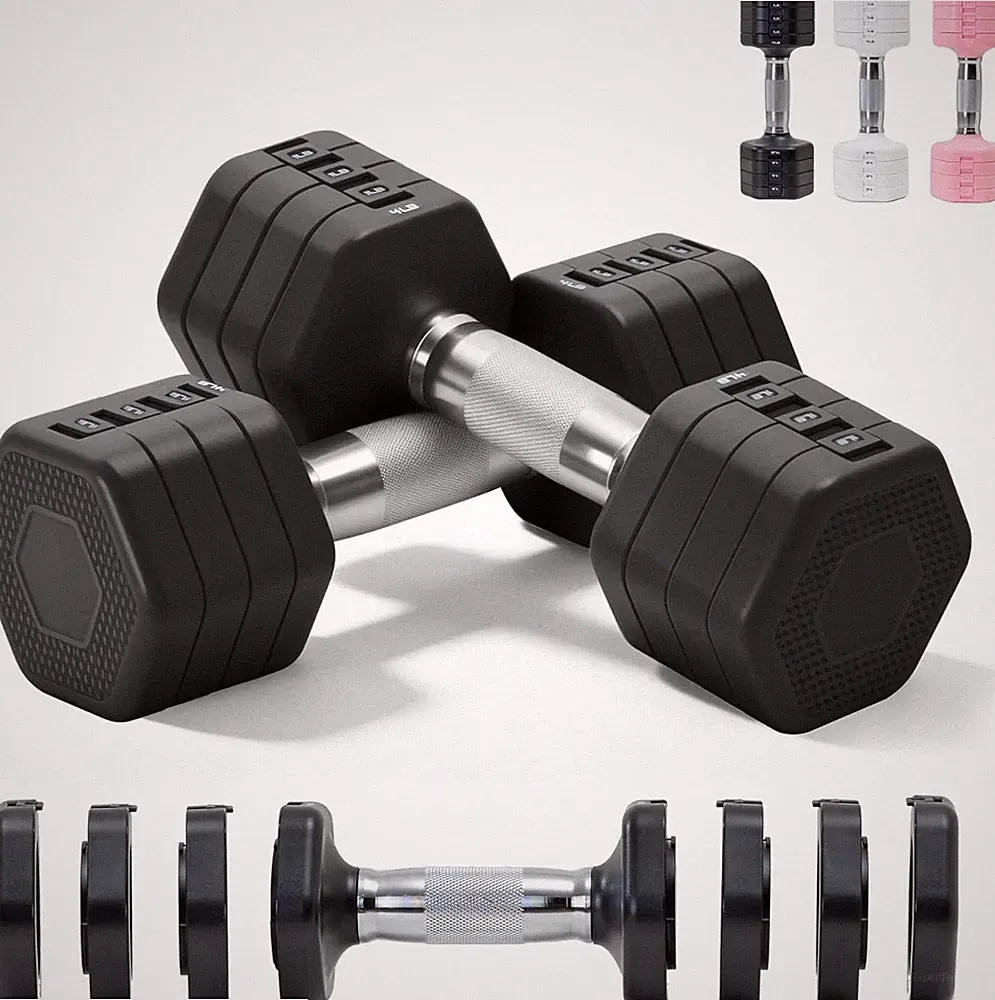 Adjustable Dumbbell Set of 2 Total 20 Lbs 4-in-1 Each 4lb 6lb 8lb 10lb