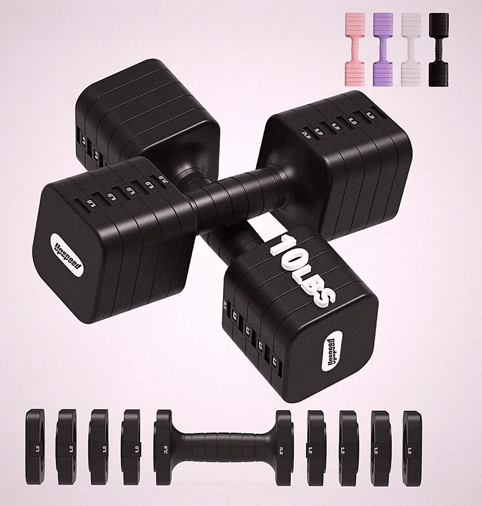 Adjustable Dumbbell Set Pair 20 LBS Total 10 lbs Each Hand Weights for Women Men