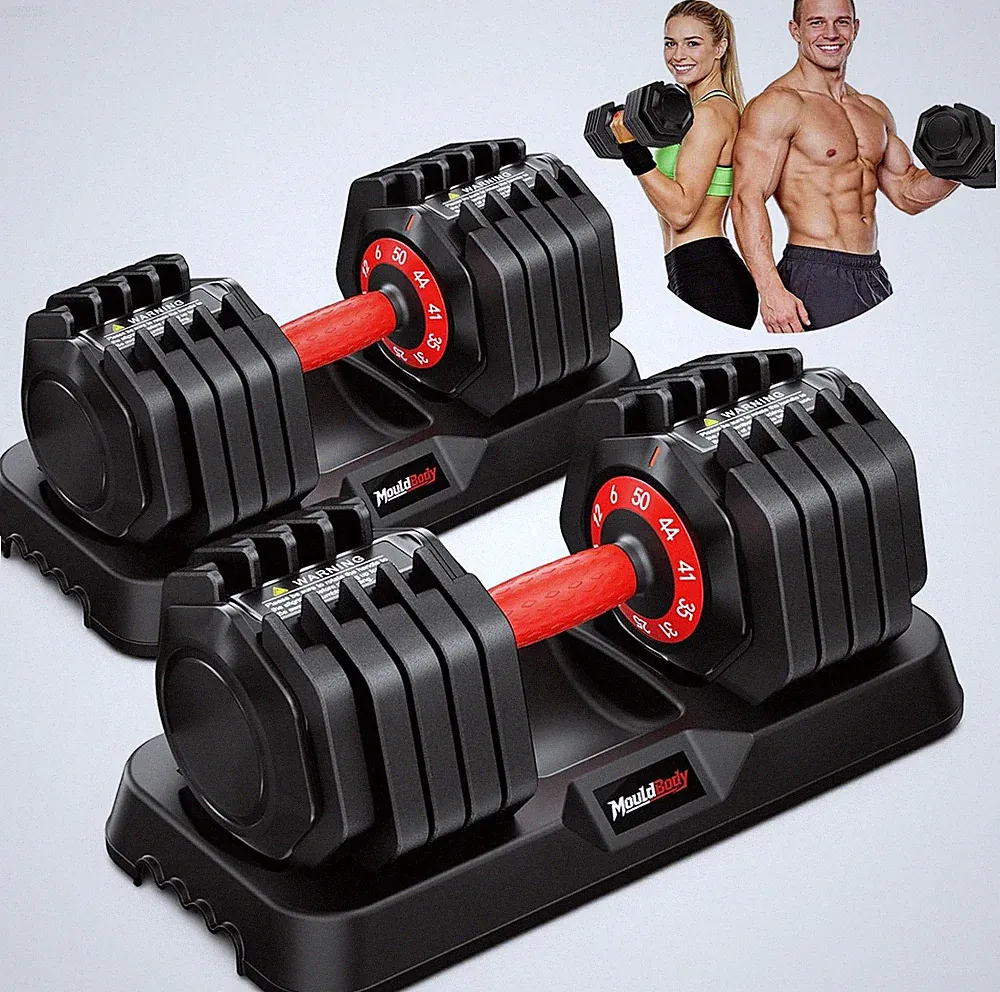 Adjustable Dumbbell Set Pair 25 Lb or 50 Lb, Adjustable Dumbbells 10-In-1 Free W