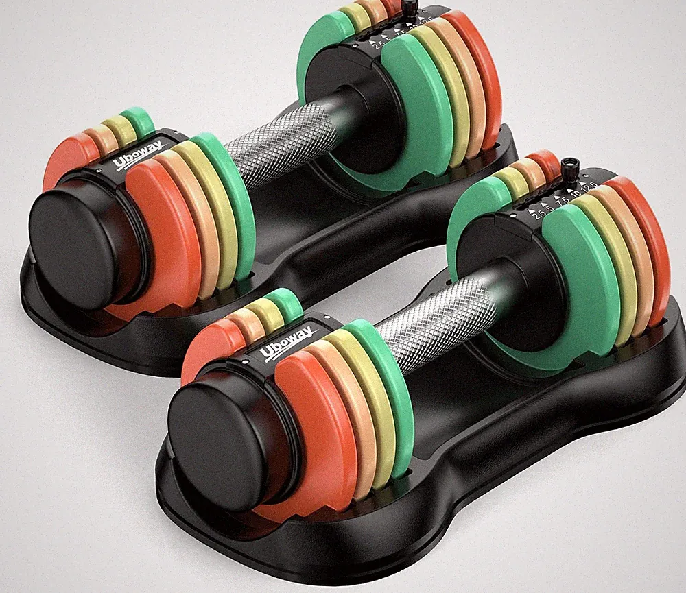 Adjustable Dumbbell Set: Pair Dumbbells 2.5/5/7.5/10/12.5 Lbs with Fast