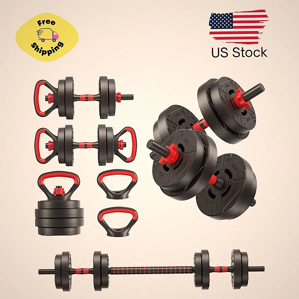 Adjustable Dumbbell Set Portable Home Gym Weight Plates Non Slip Handles