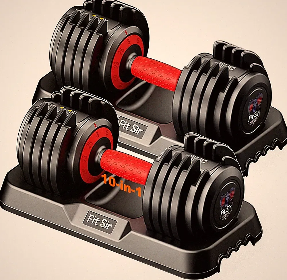 Adjustable Dumbbell Set w/ Safe Locking System Non-Slip Textured Grip Home Gym