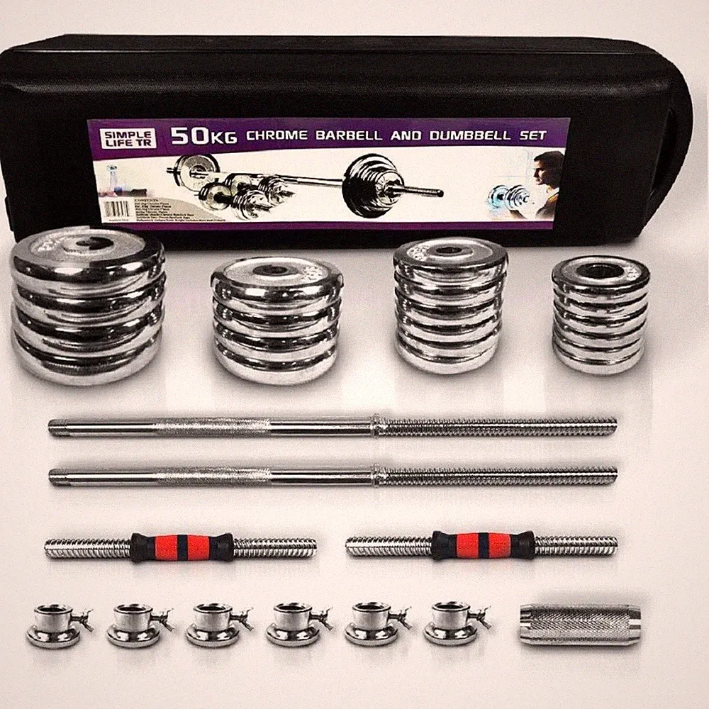 Adjustable Dumbbell Set with Carry Box 110lbs Cast Iron Barbell Home Gym