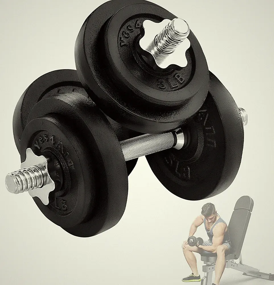 Adjustable Dumbbell Set with Weight Plates/Connector - Exercise & Workout Equipm
