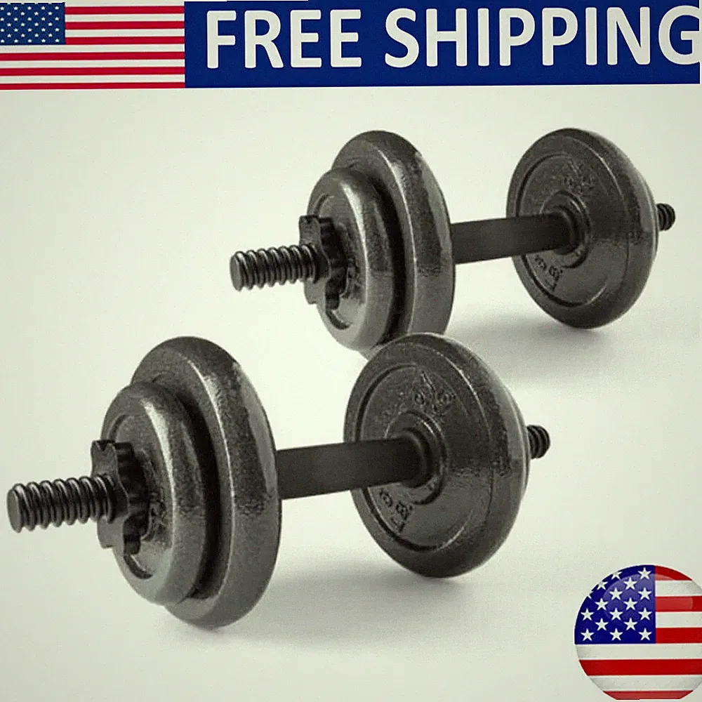 Adjustable Dumbbell Sets Cast Iron Fitness Sporting Goods Indoor Gym 40 lbs US