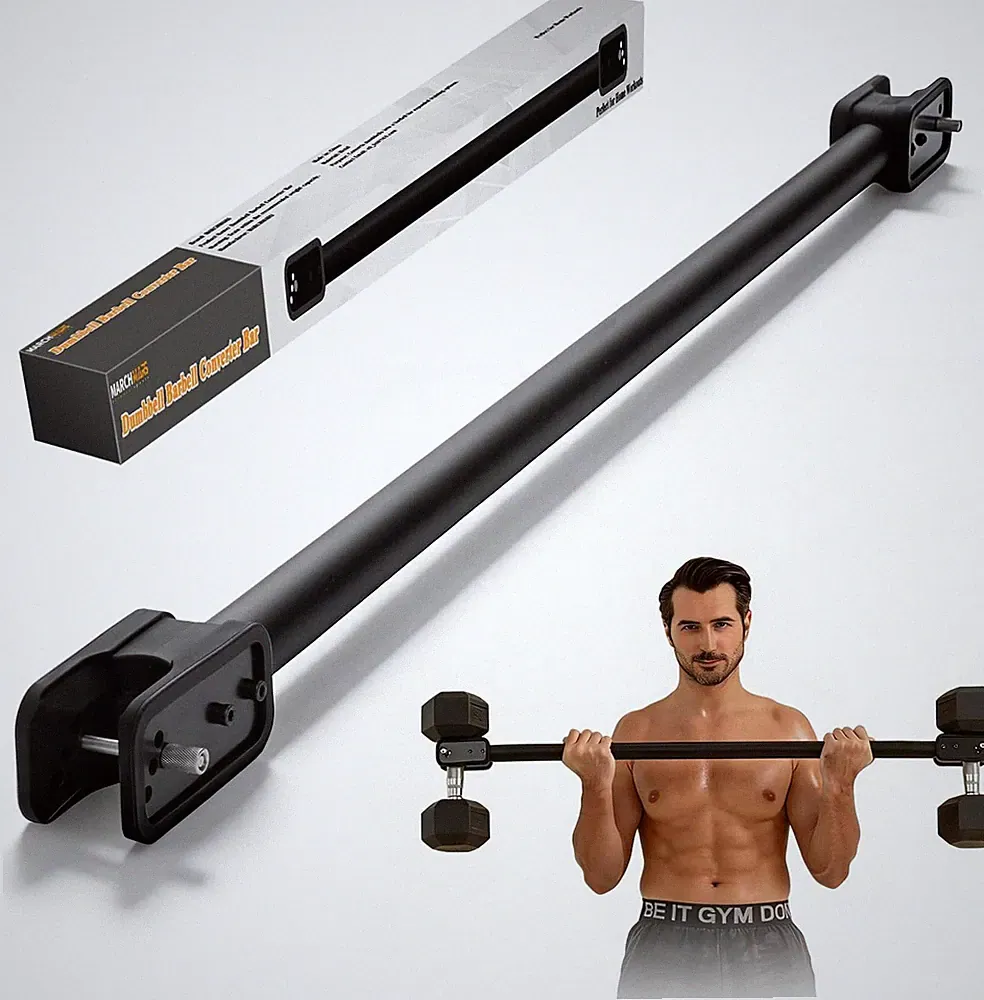 Adjustable Dumbbell to Barbell Converter for Home Gym Strength Training