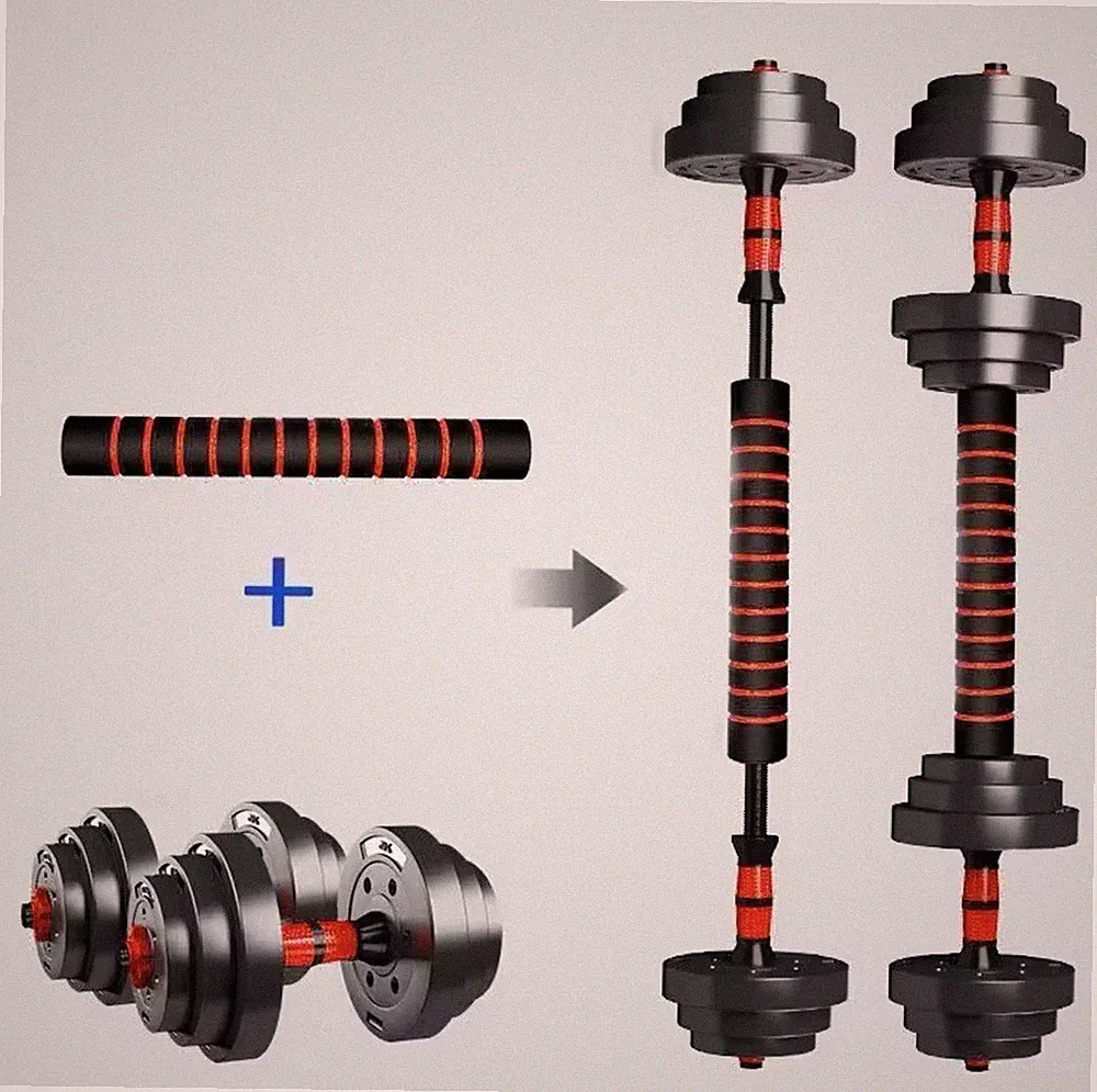 Adjustable Dumbbell to Barbell Set, Anti-Slip Grip