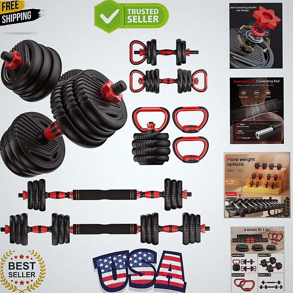 Adjustable Dumbbells (10-90lbs) - Multi-Functional Exercise Kit