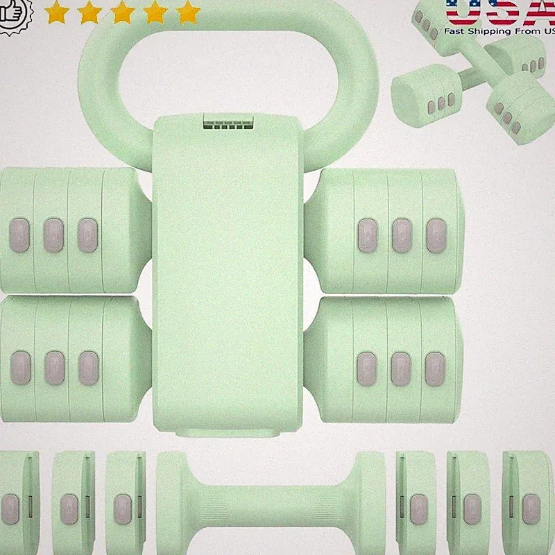 Adjustable Dumbbells 2-in-1 Kettlebell Converter Weight Set Home Exercise New