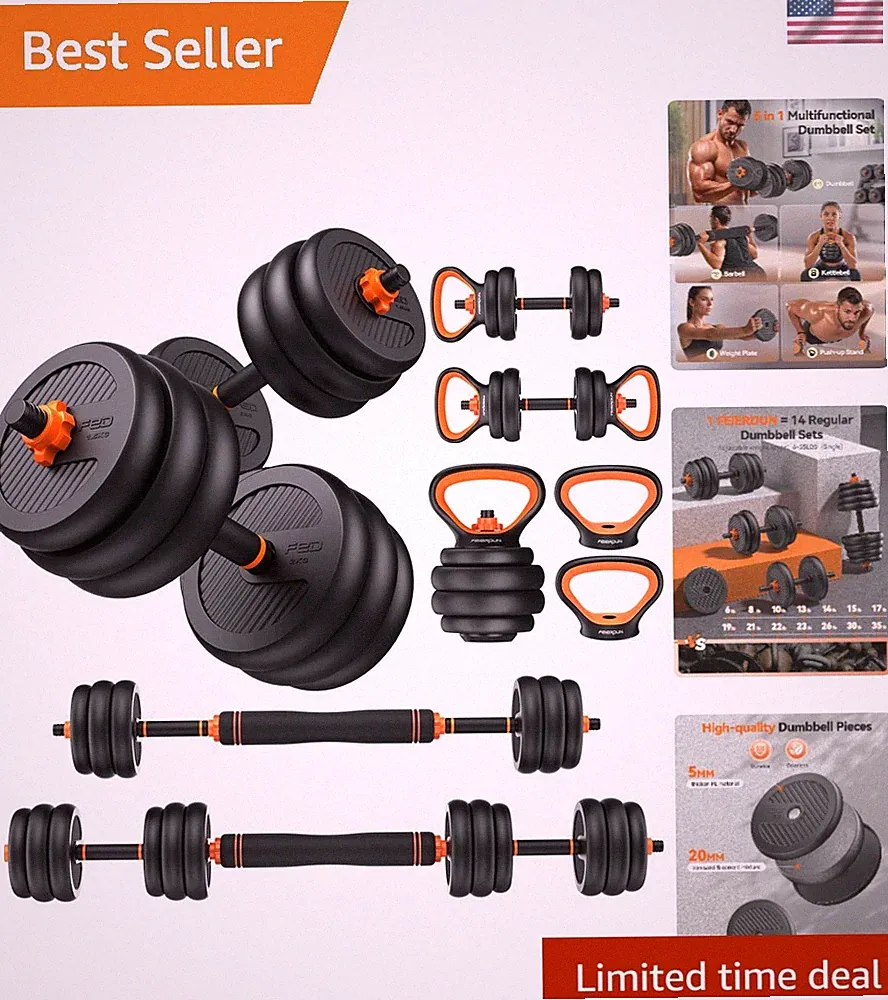 Adjustable Dumbbells, 20/30/40/50/60/70/90lbs Free Weight Set with Connector,...