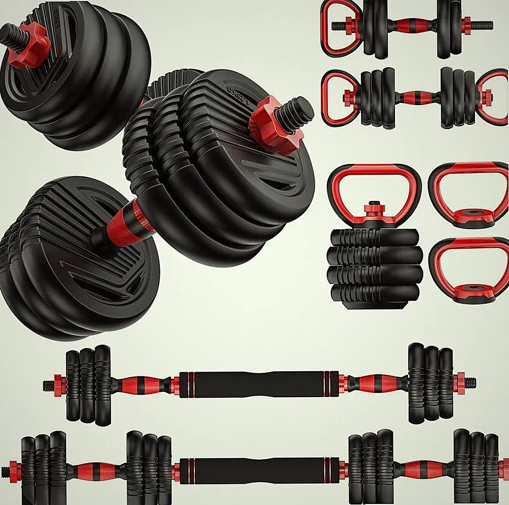 Adjustable Dumbbells 20/30/45/70/90lbs 5 in1 Barbell Kettlebell Push Up Stand
