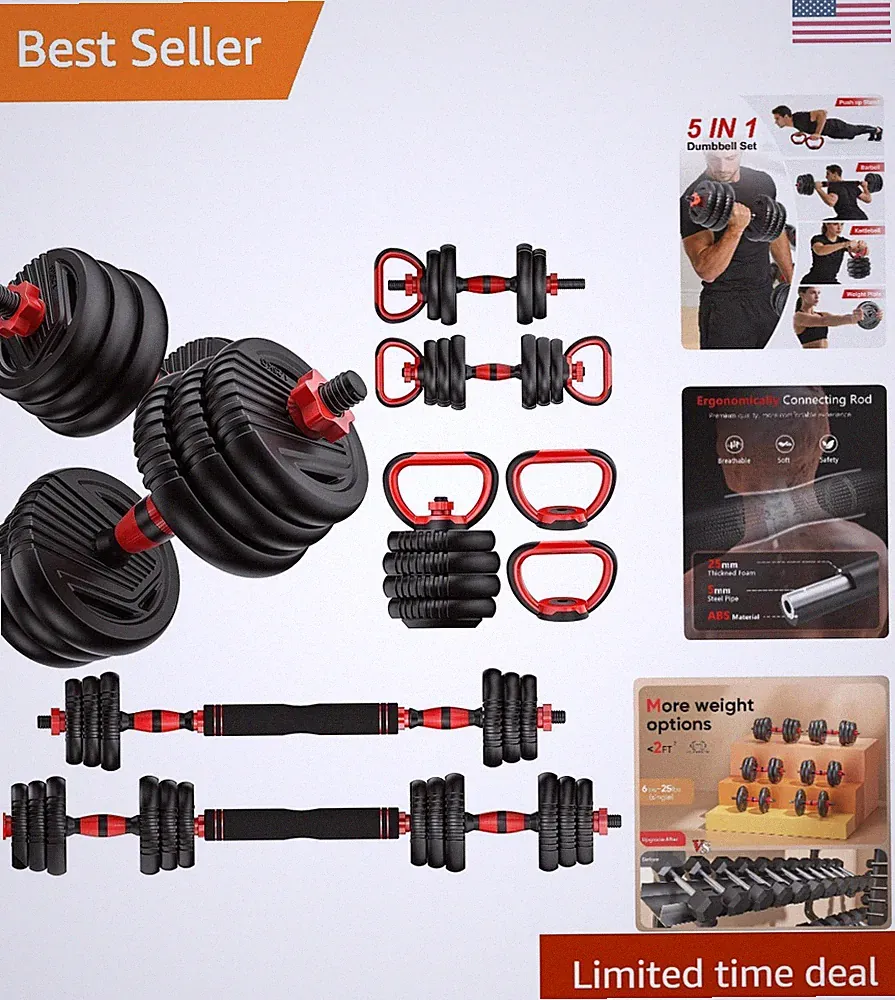 Adjustable Dumbbells, 20/30/45/70/90lbs Free Weight Set with Connector,5 in1...