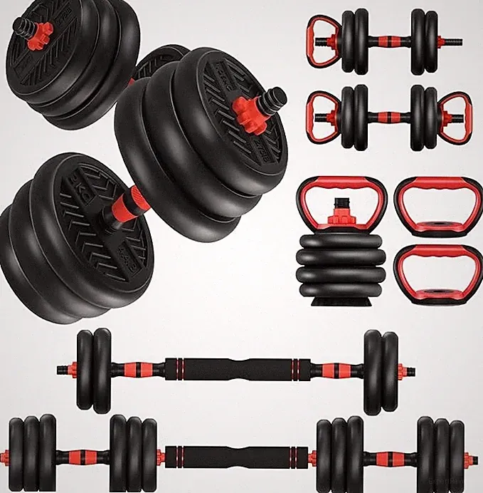 Adjustable Dumbbells 20-80lbs 4-in-1 Barbell Kettlebell Push-Up Home Gym Set
