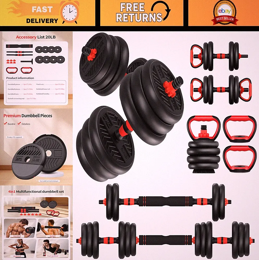 Adjustable Dumbbells 20-80lbs Set, 4-in-1 Weight Training Equipment for Home Gym