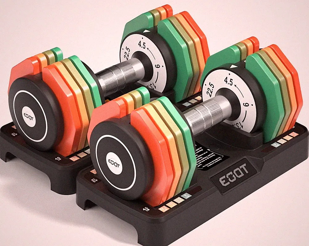 Adjustable Dumbbells 22.5LB Pair, 5 in 1 Free Adjustable Dumbbell Set with An...