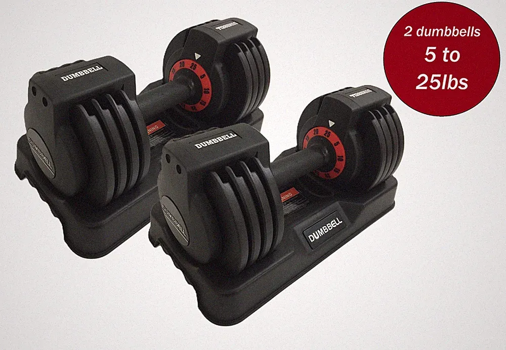 Adjustable Dumbbells, 25lb each Dumbbell with Quick-Select 2 Weight 50lbs total
