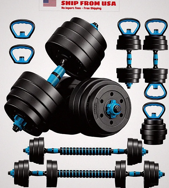Adjustable Dumbbells, 45LBS 4-in-1 Portable Changeable Dumbbell, Kettlebells