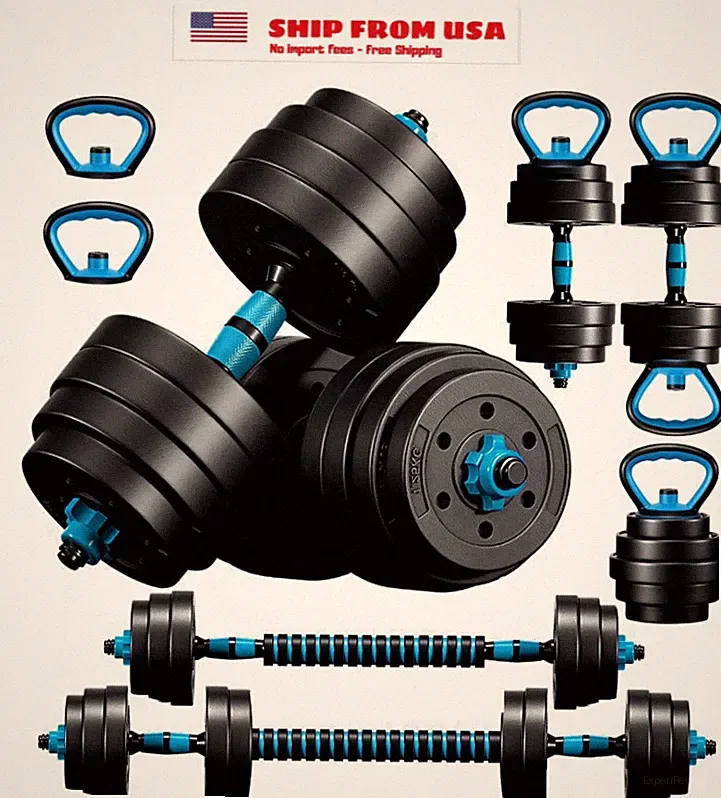 Adjustable Dumbbells, 45LBS 4-in-1 Portable Changeable Dumbbell, Kettlebells