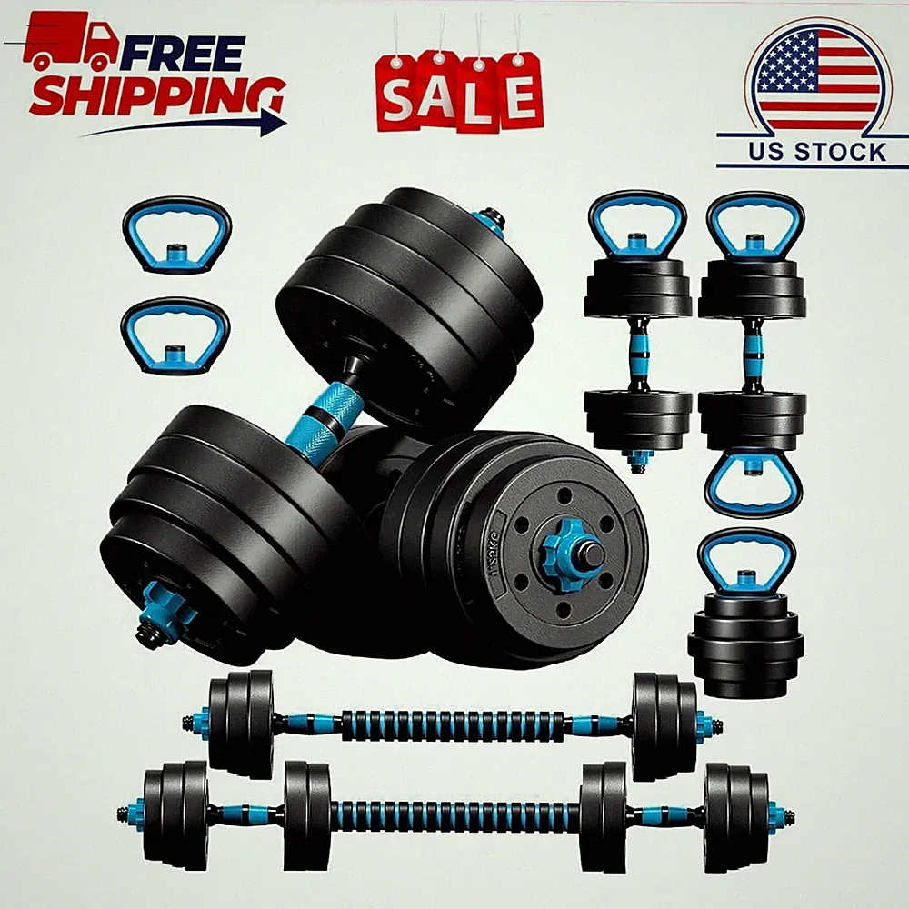 Adjustable Dumbbells, 45LBS 4-in-1 Portable Changeable Dumbbell, Kettlebells, Pu