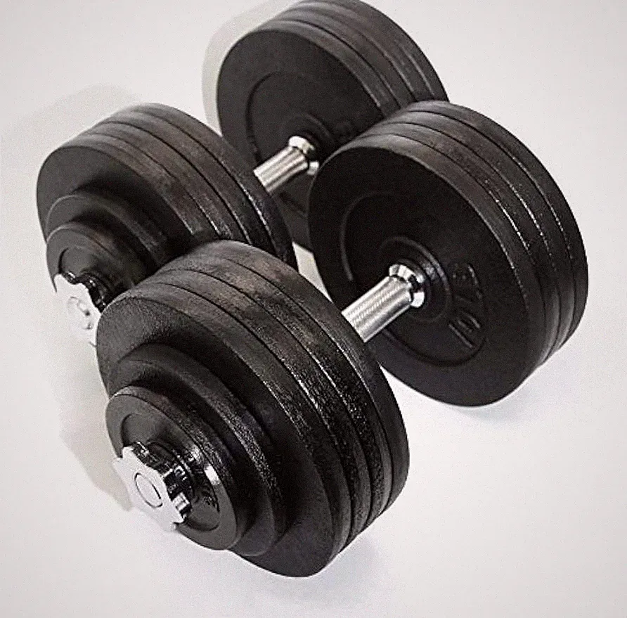 Adjustable Dumbbells – 5-100 Lbs Each, Cast Iron, Chrome Handles, 200 Lb Set