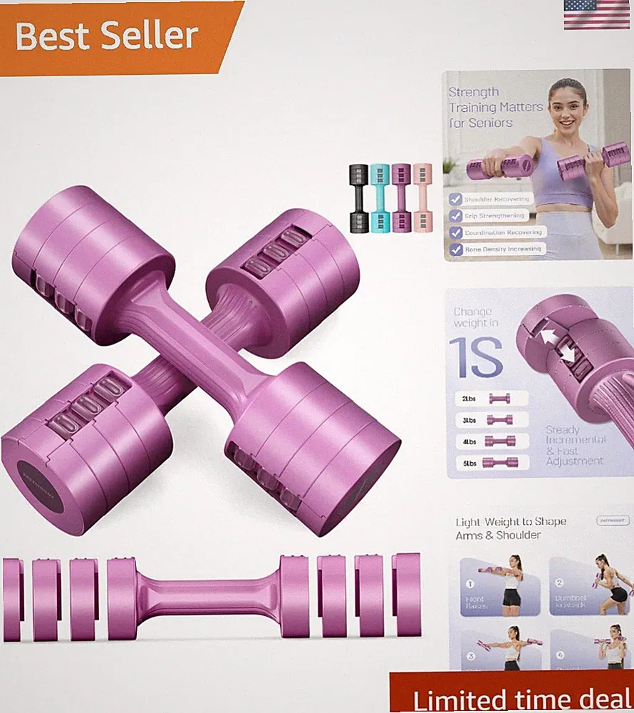 Adjustable Dumbbells 5 lb Dumbbells Set of 2 / Pair 10 lb Total Free Weights...